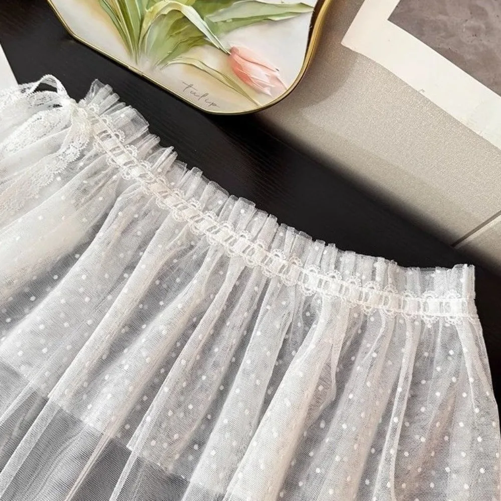 Sweet Y2k Lace Mini Skirt Lolita Short Gauze Skirt Trim Butt Curtain Skirt Korean Style Ruffled Edge Skirt Girl
