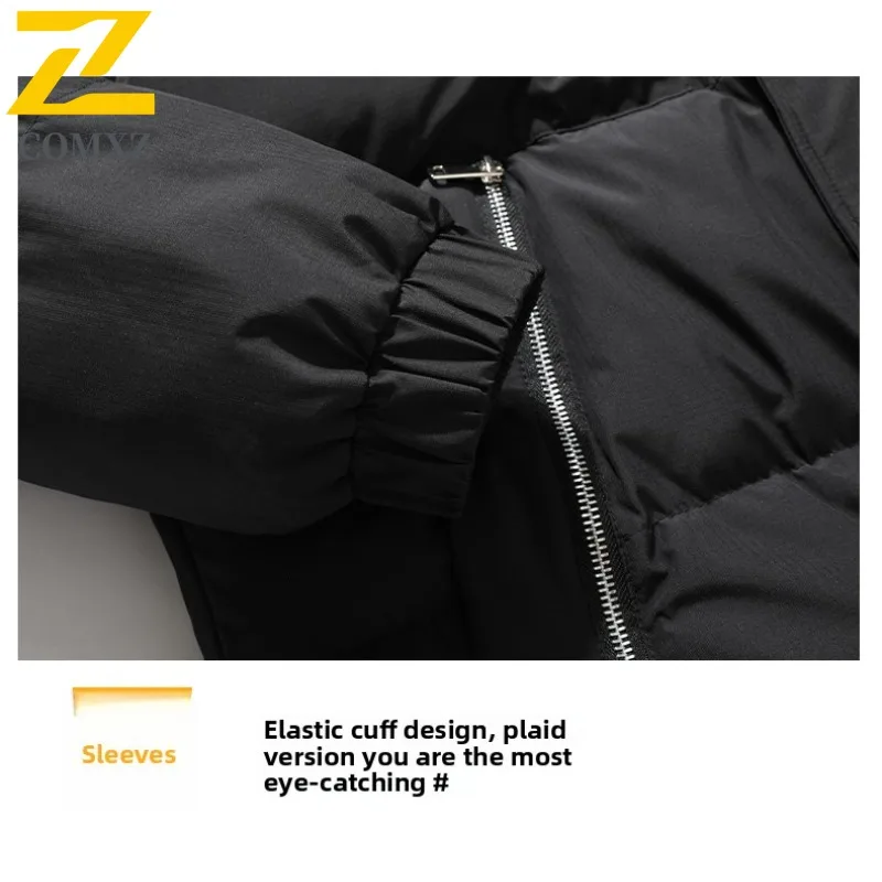 COMXZ 2025 Mens M8-XL Thickened Fleece Stand Collar Puffer Jacket Winter American Style Plus Size Casual Outdoor Sports Coat