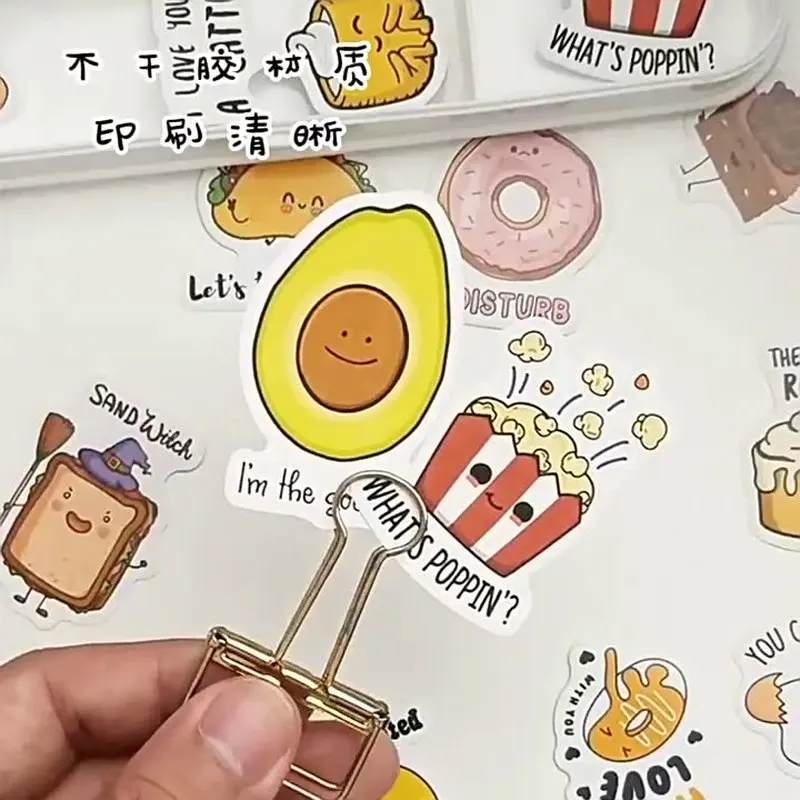 30 Sheets/Box Self-adhesive Sticker Kawill Dessert Character Creative Hand Tent Collage Material DIY Card Cup Sealing Sticker