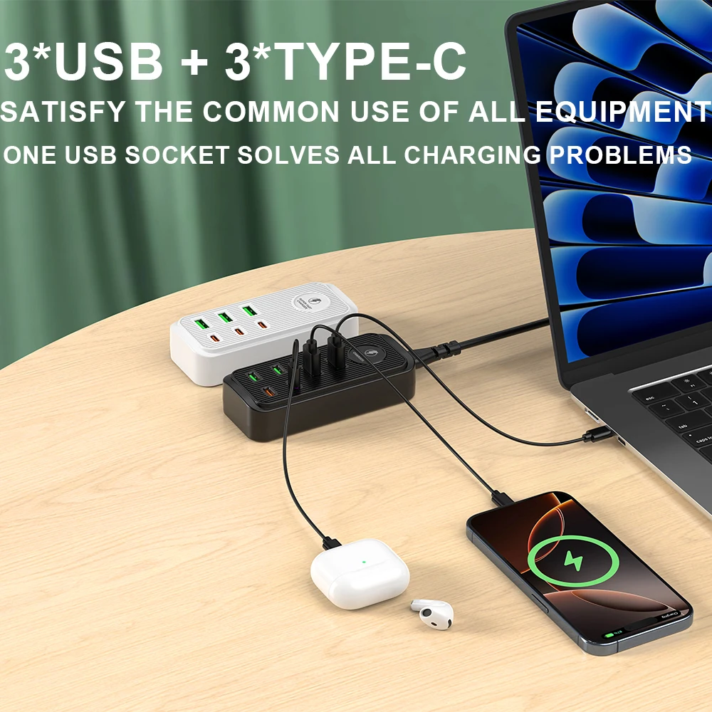 الاتحاد الأوروبي الولايات المتحدة المملكة المتحدة عالية الطاقة متعددة شاحن USB محول الطاقة PD شحن سريع المكونات في مجلس 1.2 متر متعدد المكونات المحمولة السفر المقبس