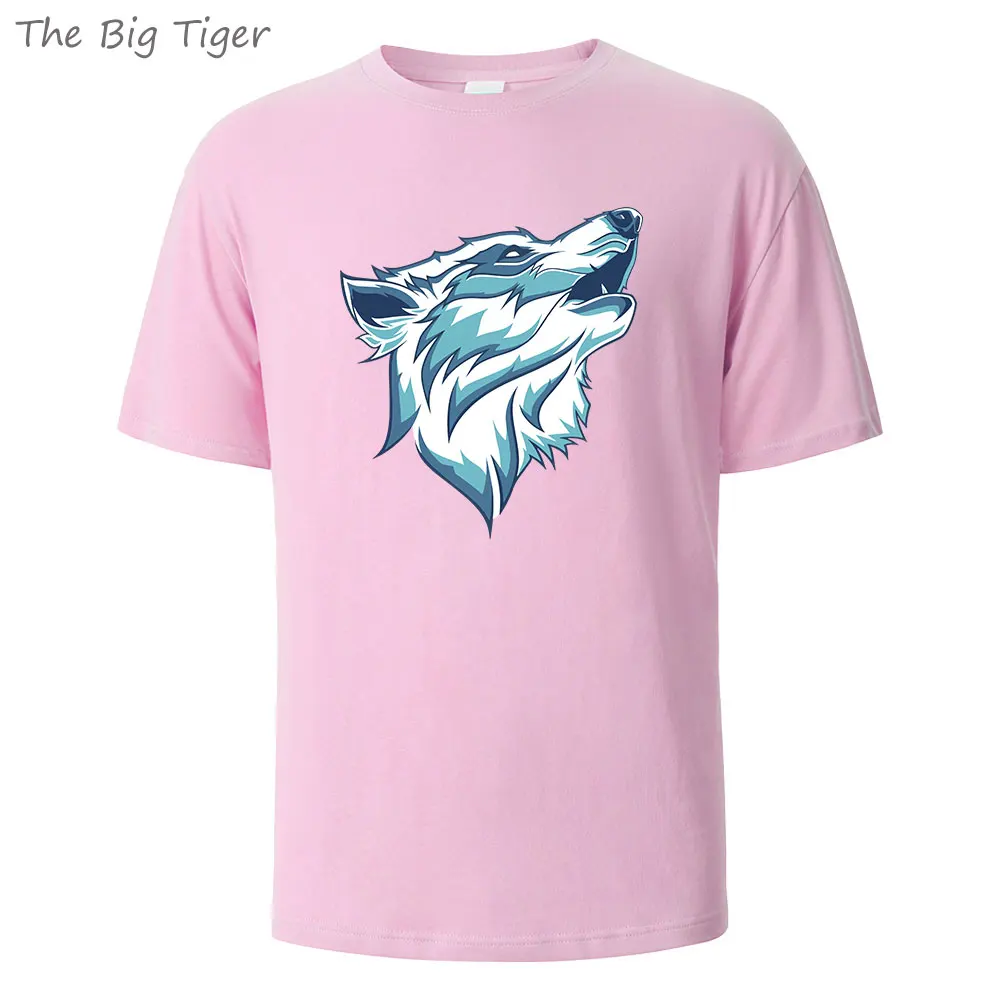 WolfPaint الكلاسيكية القطن تي شيرت تنفس الجولة الرقبة عادية للجنسين المحملة الحد الأدنى قصيرة الأكمام أعلى ارتداء اليومي تي شيرت رجالي