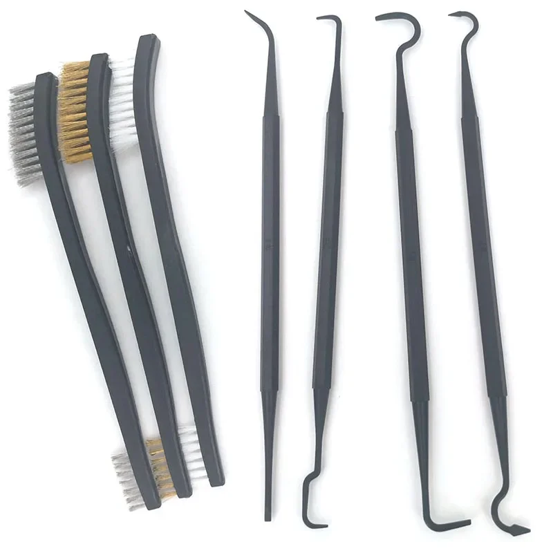 7pcs Car Detailing Cleaning Tool Accessories Wire Brushes and 4 Nylon Picks Pick and Brush Set 3 Double-headed Finished