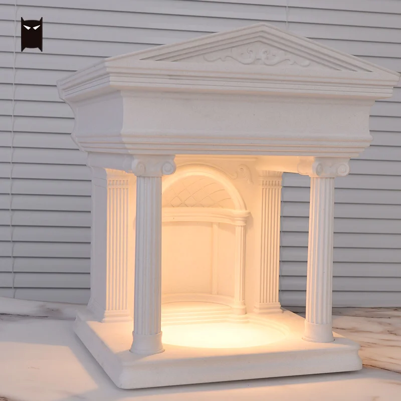 White Gray Square Cement Fragrance Wax Architecture Table Lamp Art Decorative Birthday Gift Candle Desk Lamp for Bedroom Bedside