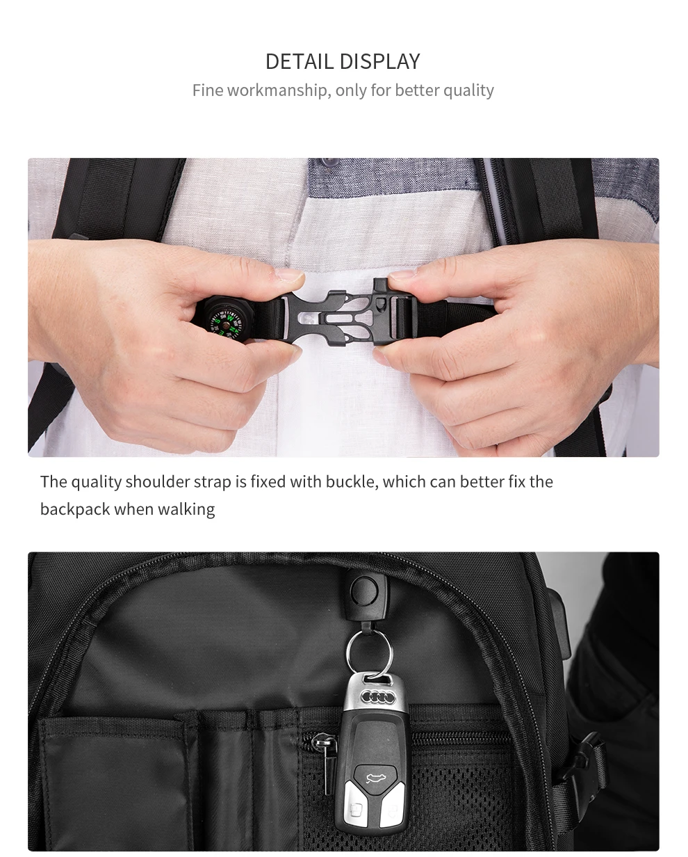 Heroic Knight Multifunktionaler Herren-Rucksack, passend für 15,6-Zoll-Laptops, modischer wasserdichter Schulrucksack, USB-Anti-Diebstahl-Reisetasche für Herren – Detail 20