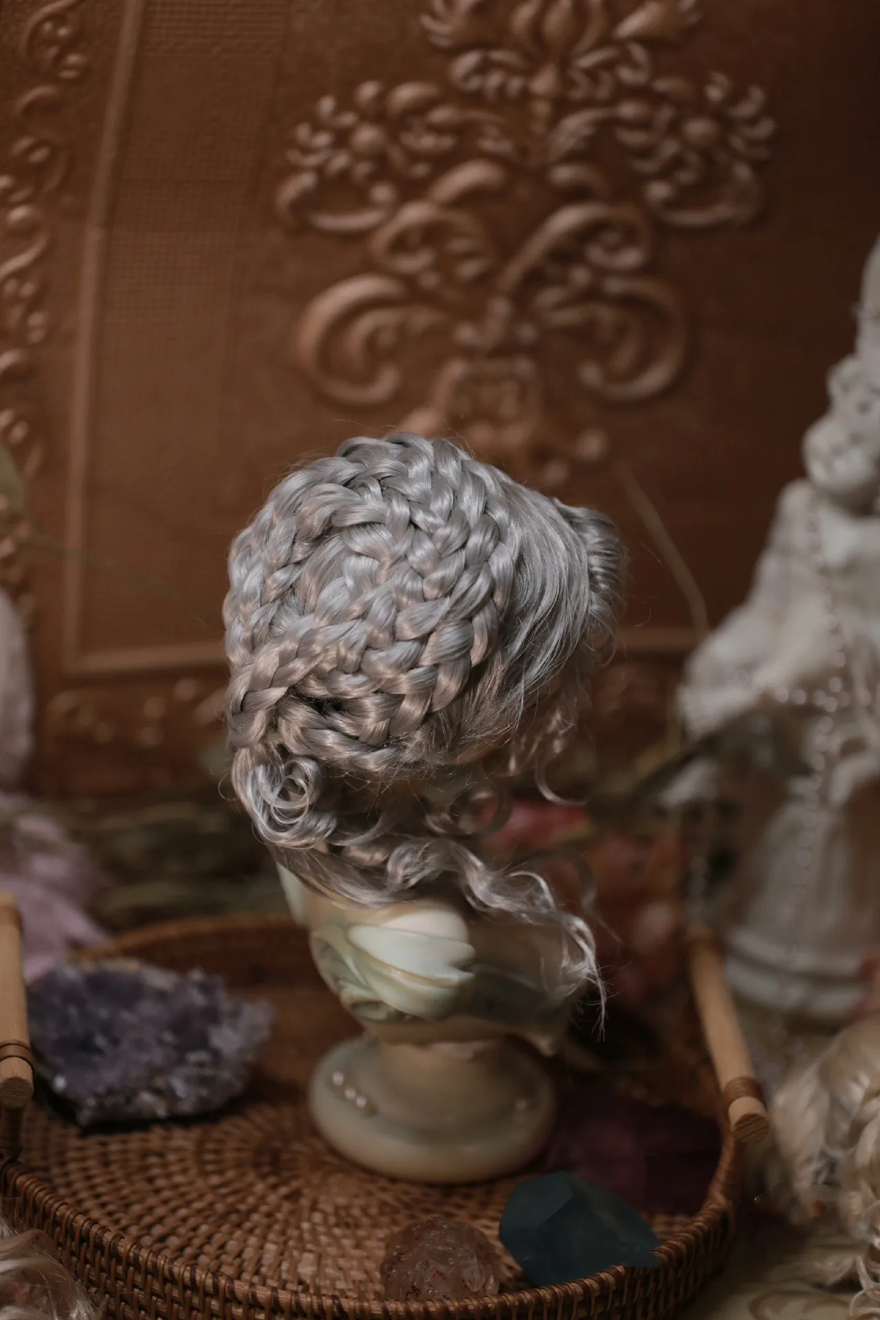 Western Style Silver-Grey Wig Fit 20-24CM Doll Head Size, Gold Color 1/3 BJD Doll Imitation Mohair Styling Hair Free Shipping