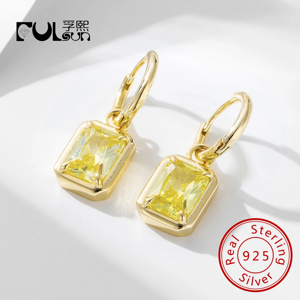 

Роскошные винтажные серьги-кольца из стерлингового серебра 925 пробы с инкрустацией квадратным цирконом для женщин