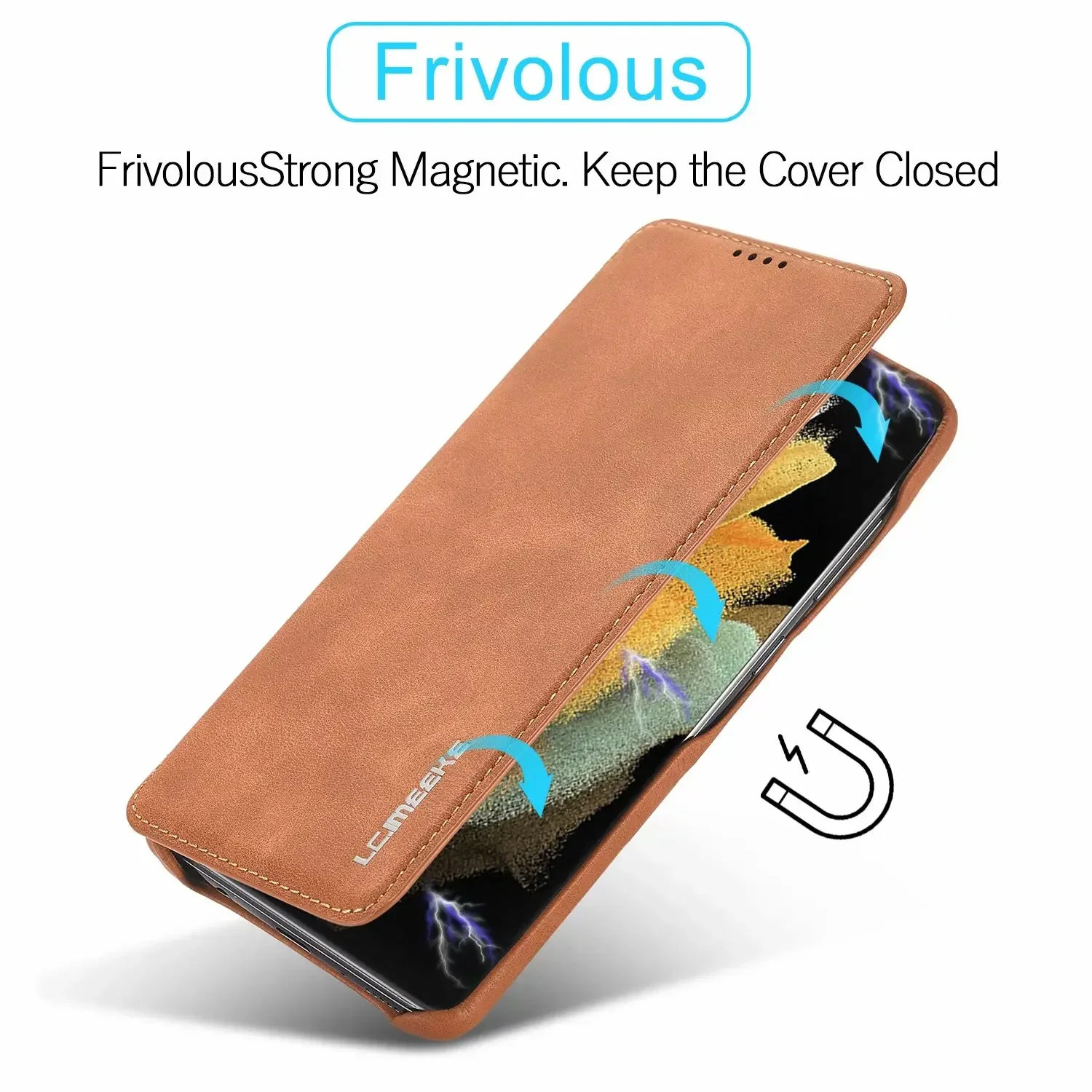 Magnetic PU Leather Flip Cover for Samsung Galaxy S24 S23 S22 S21 S20 FE Plus Note A54 A22 A52S A72 A53 Card Slot Back Case