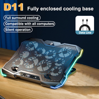 D11 Mute Gaming Laptop Cooler Base with RGB Foldable Adjustable Heat Dissipation Stand Support 12-18'' Notebook Cooling Bracket