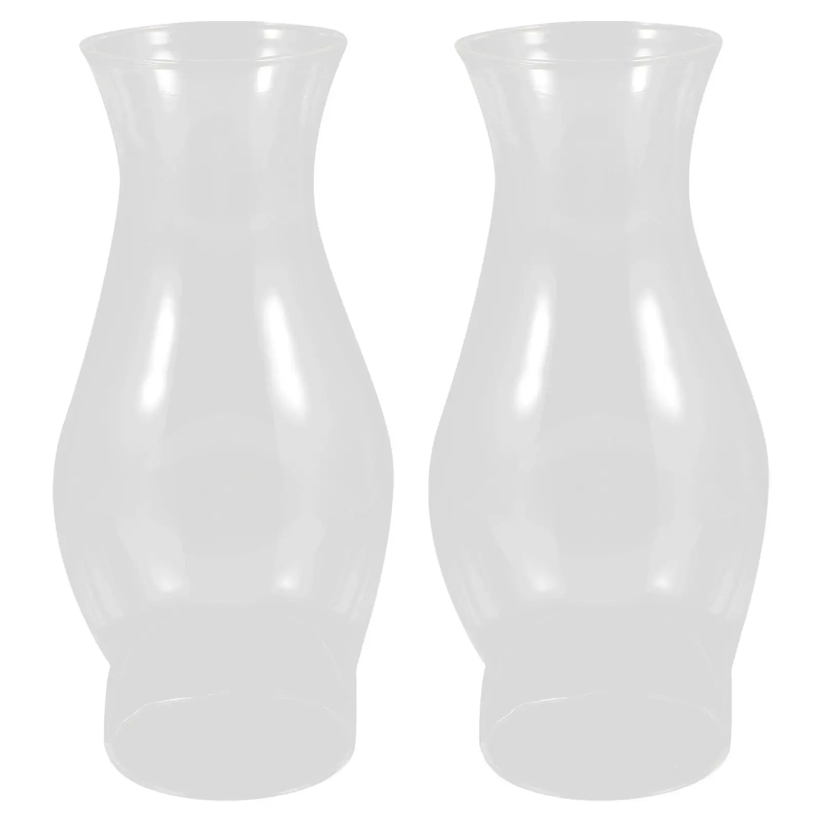 2Pcs Glass Oil Lamp Chimney Replacement Clear Transparent Vintage Lampshade Retro Style Stable Four Prong Base for Outdoor