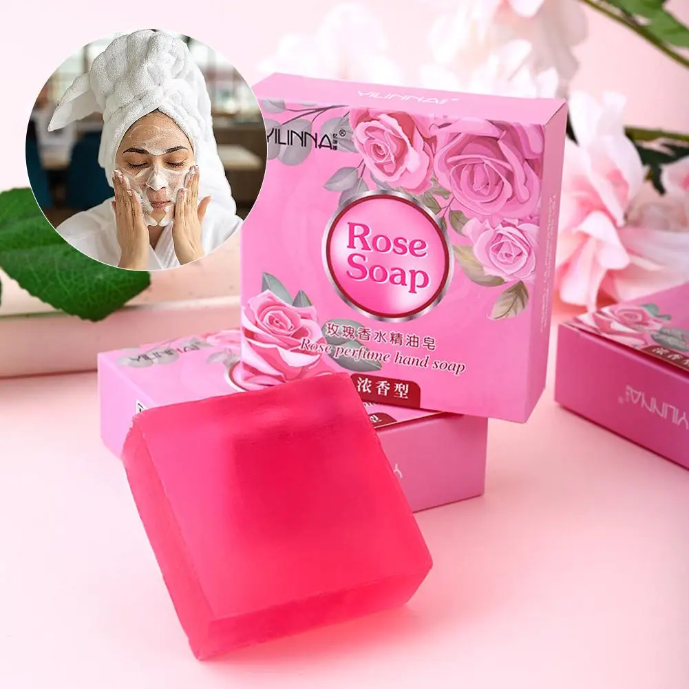 Sabonete artesanal de óleo essencial de rosa suavemente hidratante tratamento para acne, nutrir a pele de banho luxuoso, G2G6, 1 caixa