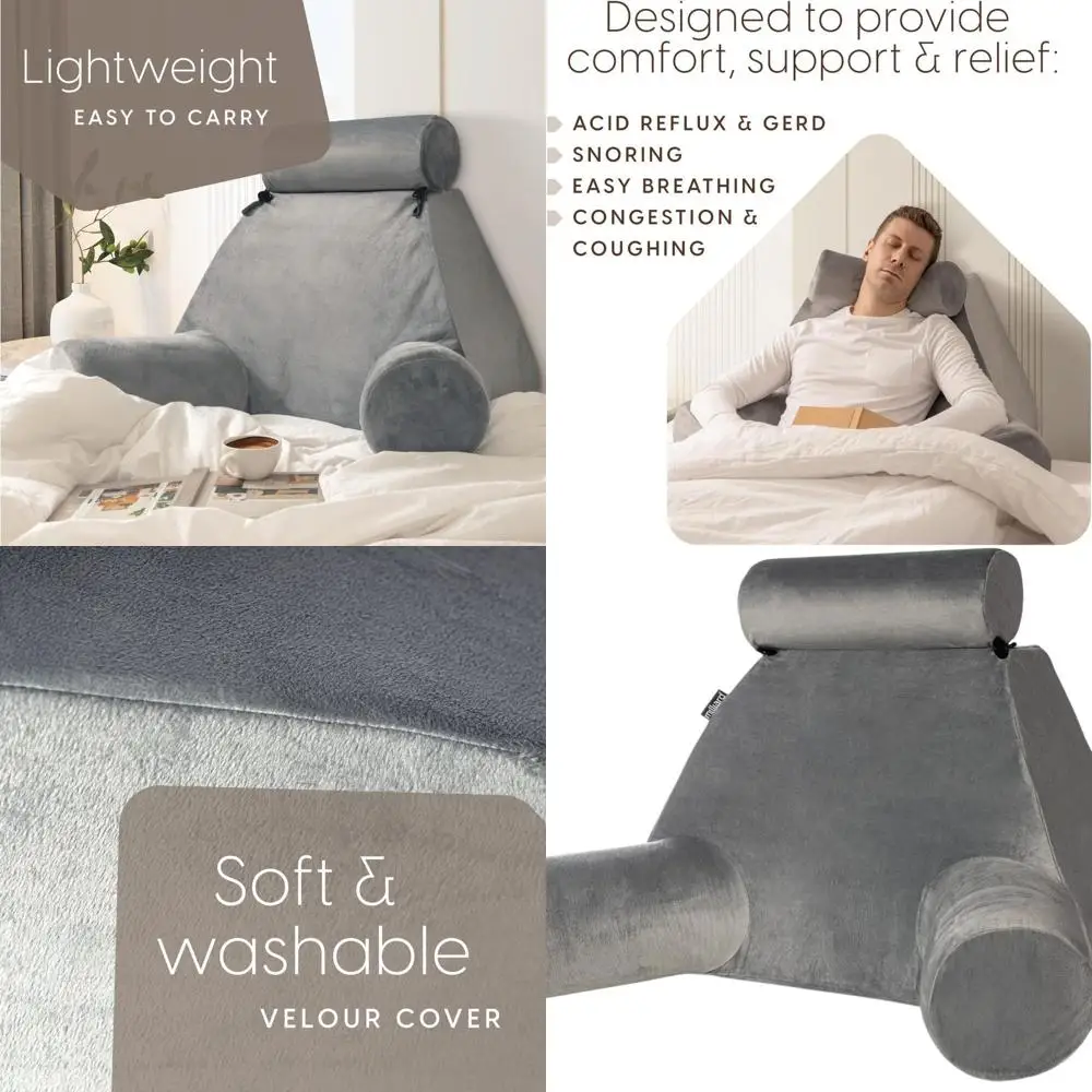 

Эргономичная подушка для чтения из пенопласта с поддержкой подлокотников и шеи для кровати, размеры для взрослых, идеально подходит для подлокотников и облегчения GERD