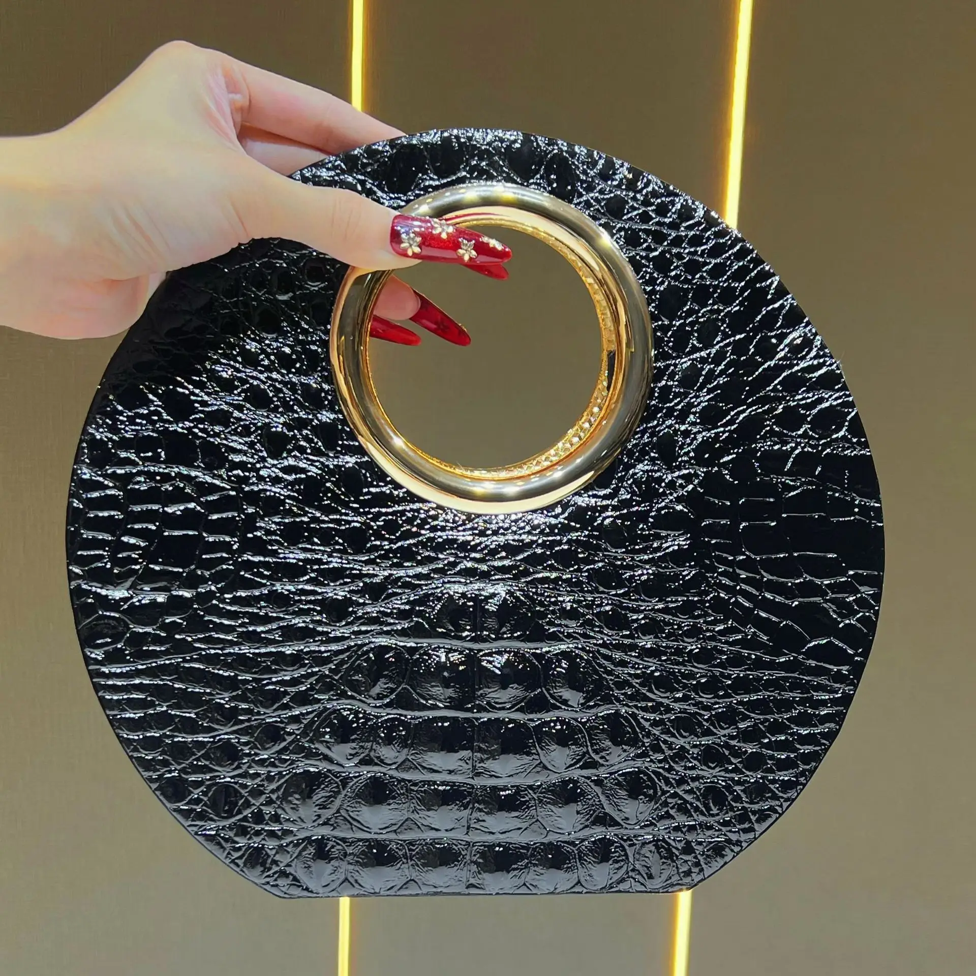 

New Socialite PU Handbag Small Round Handbag Ladies Shoulder Bag Dinner Bag Women's Party Crossbody Bag