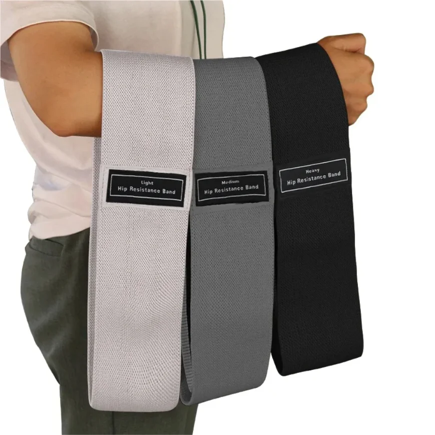 Faixas elásticas de resistência de tecido para glúteos e coxas perfeitas para agachamentos, treinos de quadril e espólio, ioga e academia, fitness