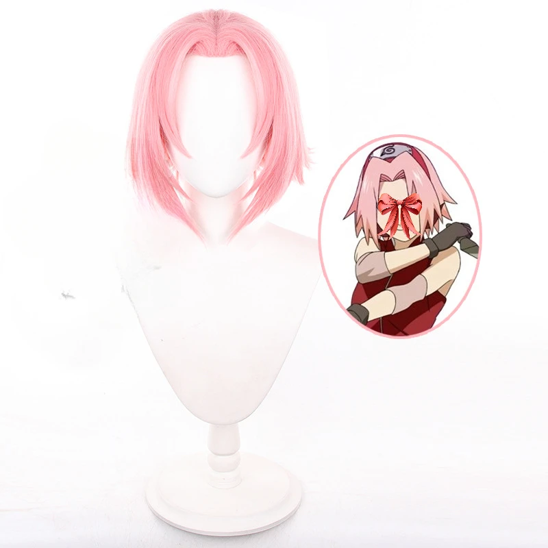 

Sakura Cosplay Wig Anime Haruno Sakura Cosplay 35cm Short Synthetic Party Costume Wig Unisex Fluffy Light Pink