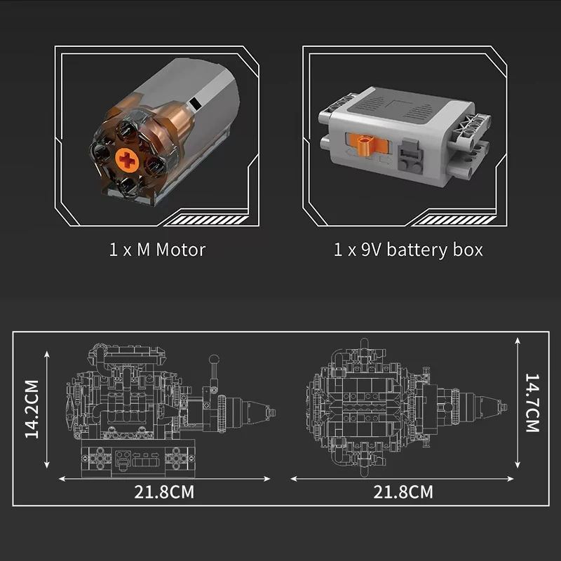 Mould King 10204 V8 Powertrain Engine Building Blocks Bricks, Small‑granule DIY Assembly Kit, Cool Xmas Toy Gift for Boys