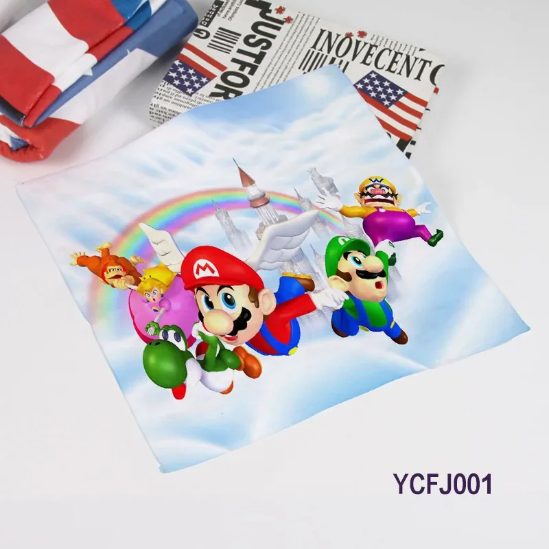 Anime Super Mario Bros Face Towel for Kids 35x35CM Washcloth Cartoon Square Hand Towel Absorbent Kitchen Towels Child Gifts