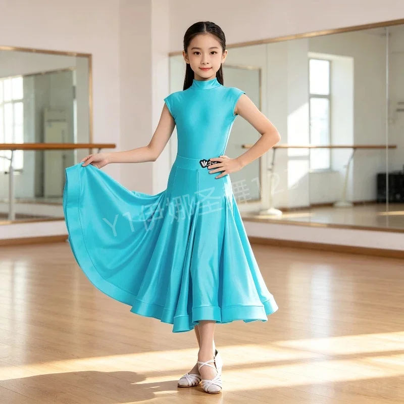 New Modern Dance Skirt Suit Competition Performance Art Test Dress Gb Dance Suit Children's Waltz Ballroom Dance Dress