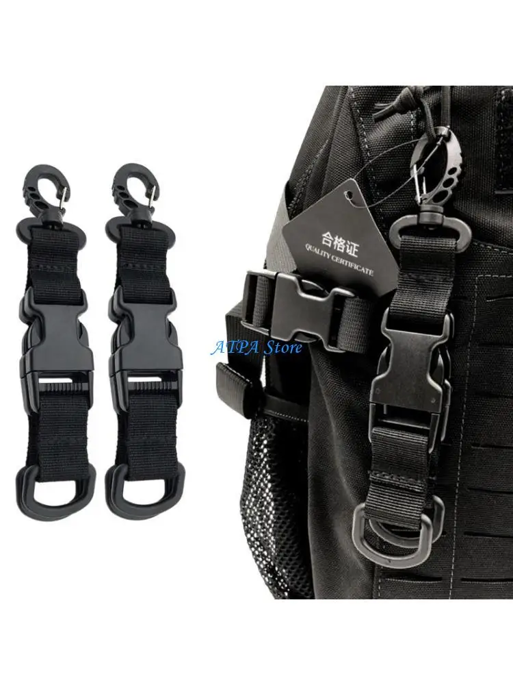 U13C Nylon Webbing Backpack Hook Multifunctional Carabiner D-Shaped Keychain Double-Split Quick Release Hanging Buckle