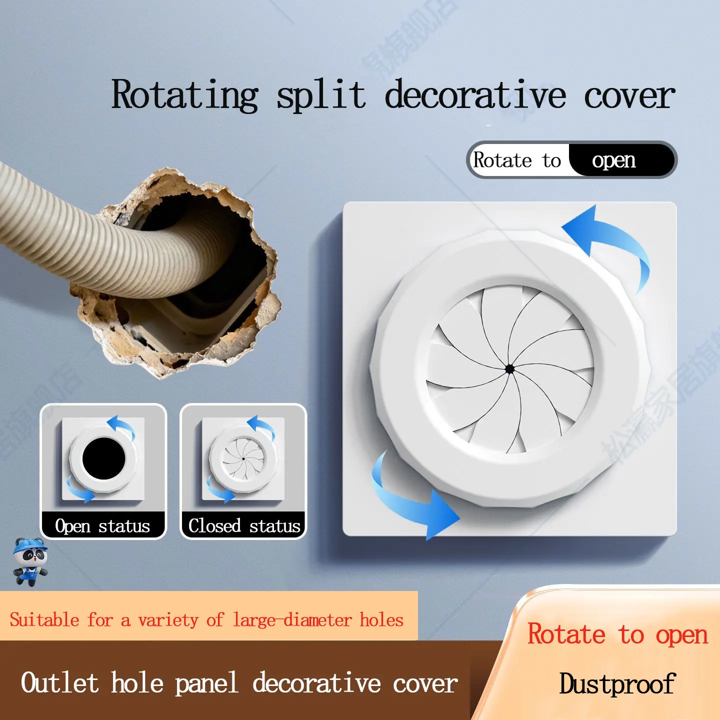 86 Type Outgoing Hole Panel Blank Switch Socket with Large Aperture for Air Conditioning And TV Wall Hole Household Cover for Co