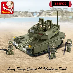 Sluban Building Block Toys Morden Military B0305/B0287 Merkava Tank 344PCS Bricks Army Sets Compatbile With Leading Brands