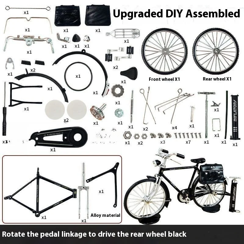 DIY assembly kit for a vintage alloy bicycle model, alloy toy bicycle, display piece for a collection of road bike models