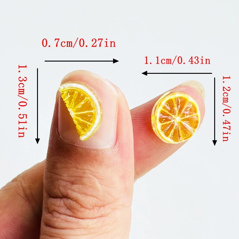 50Pcs New Mini CartoonOranges, lemon slices Series Resin Flat Back Scrapbook DIY Nail decoration component holiday gifts A146