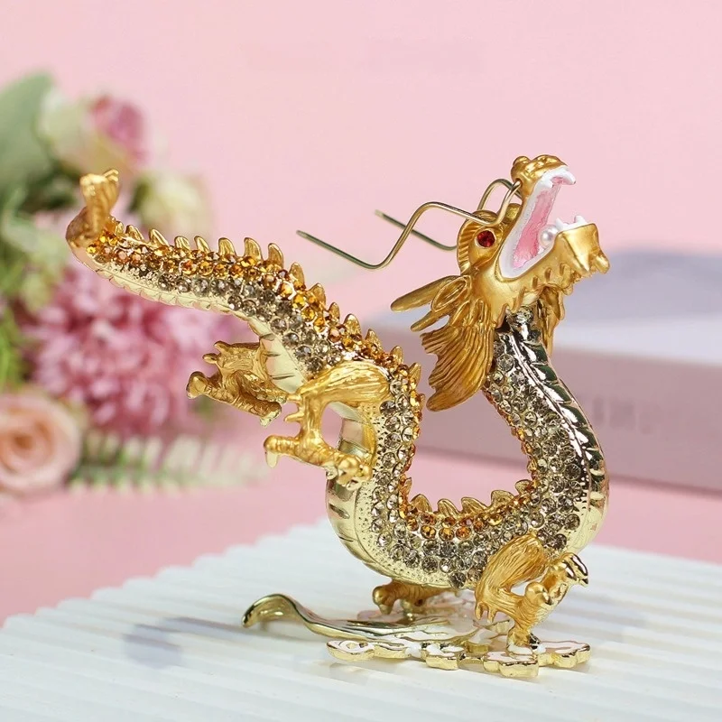

European retro home decoration small ornament enamel dragon ring jewelry ornament box decoration light luxury gift ornament