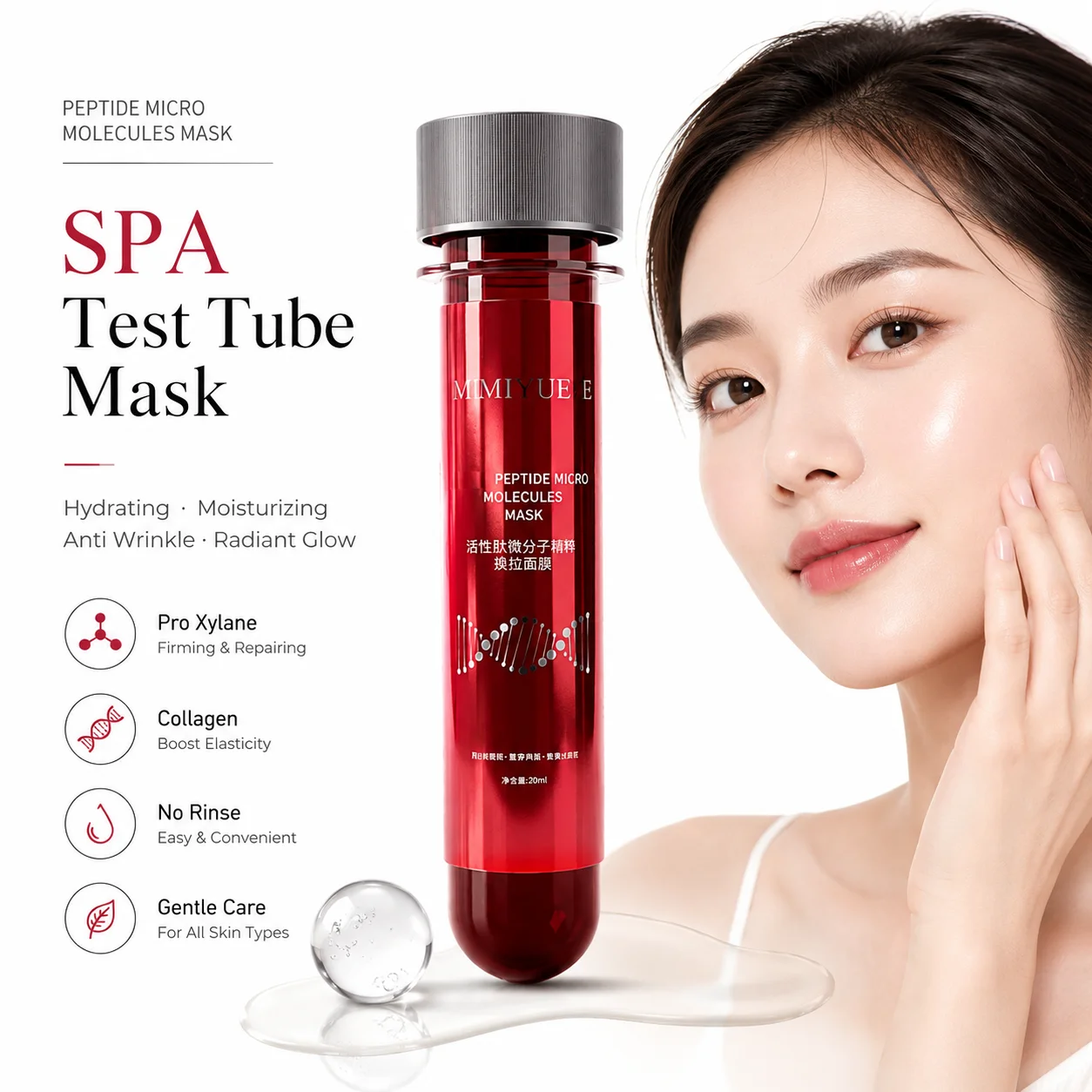 Boceine Test Tube Face Mask Deep Hydration Collagen Anti Aging Firming Radiance Gentle Non Irritating