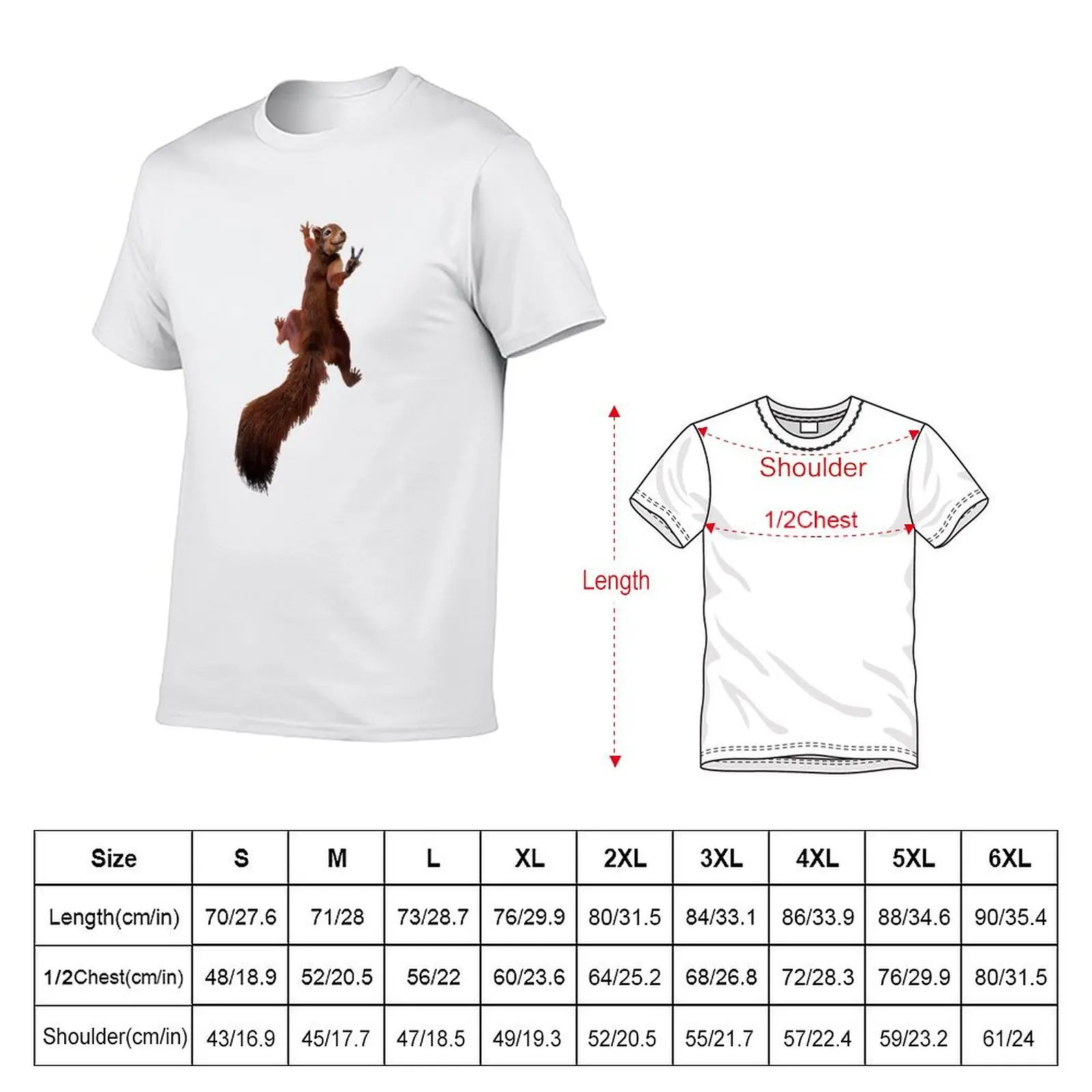 Squirrel animal peace sign while Critter T-Shirt Fashion Print Casual Short Sleeve