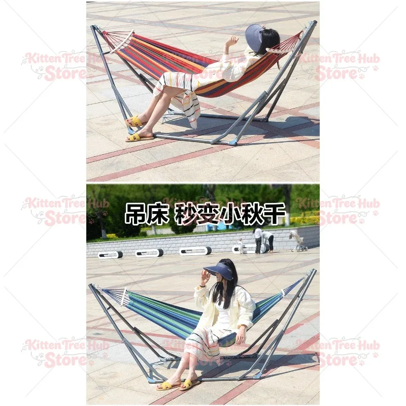 Portable Outdoor Hammock Anti-Rollover Hanging Swing Bed for Camping & Travel