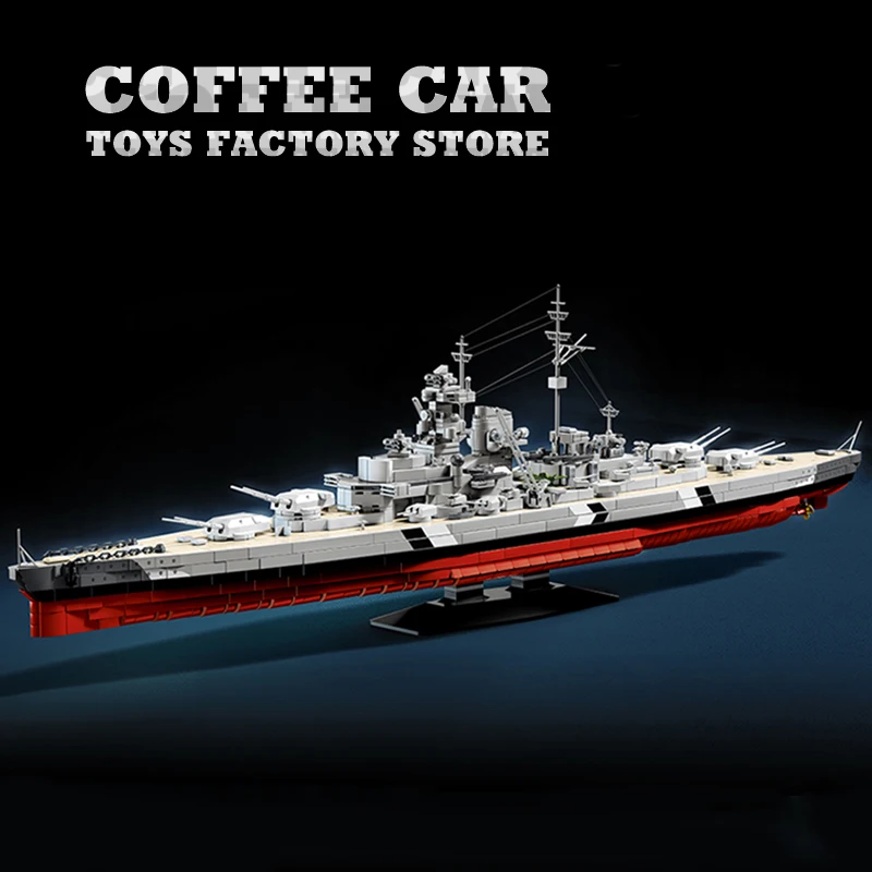 WW2 Navy Warship MOC Bricks Puzzle Toys Submarine Building Blocks With Base German Battleship Ship 3D Model Adult Birthday Gifts
