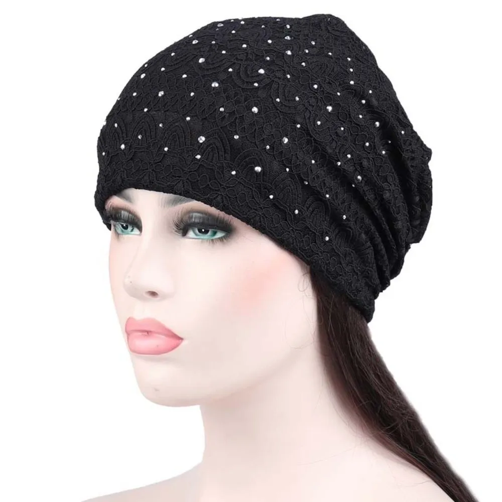 Pullover-Mütze, weiche Spitzenmütze, Mützen im ethnischen Stil, winddichte, warme Mütze, Nachtmütze, bequeme Hijab-Turban-Mütze, Herbst, Frühling – Detail 12