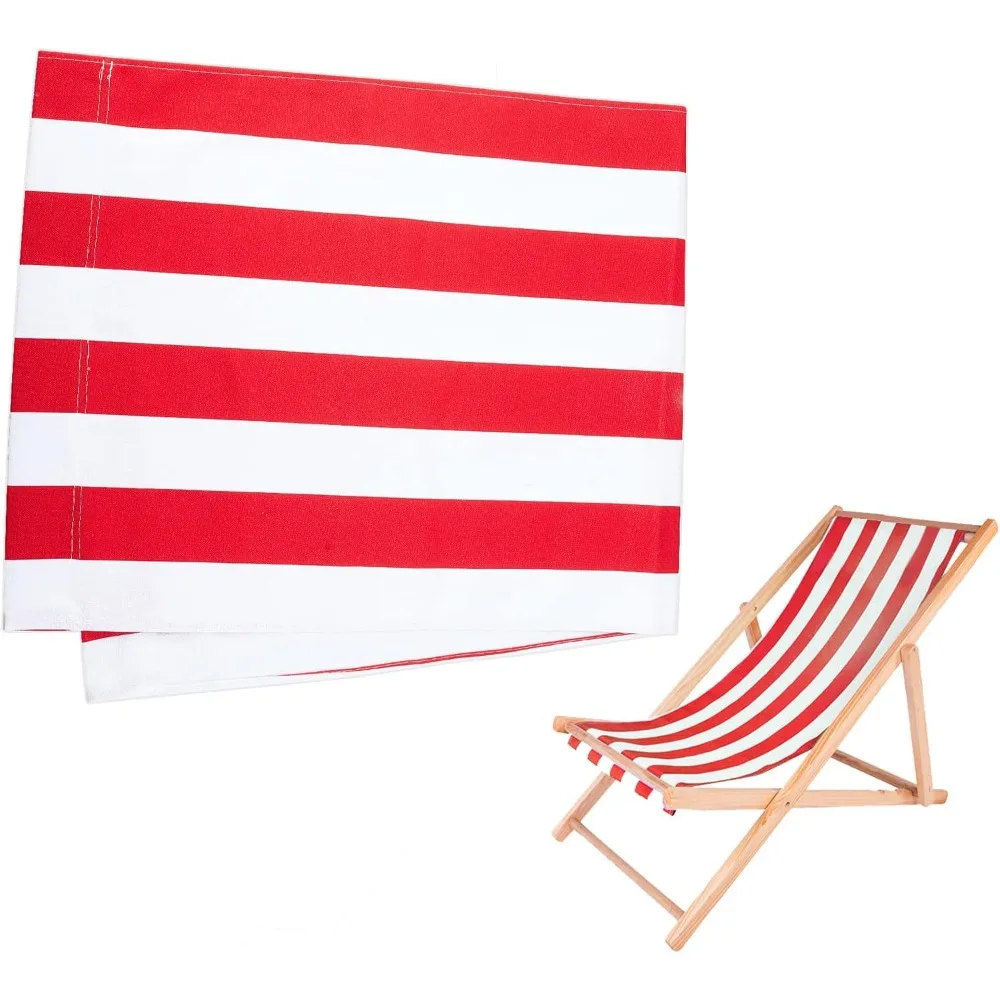 Chair Replacement Fabric 44 x 17 Inch Lounge Chair Cloth Long Beach Chair Cloth Folding Chair Red White Striped Oxford Canvas