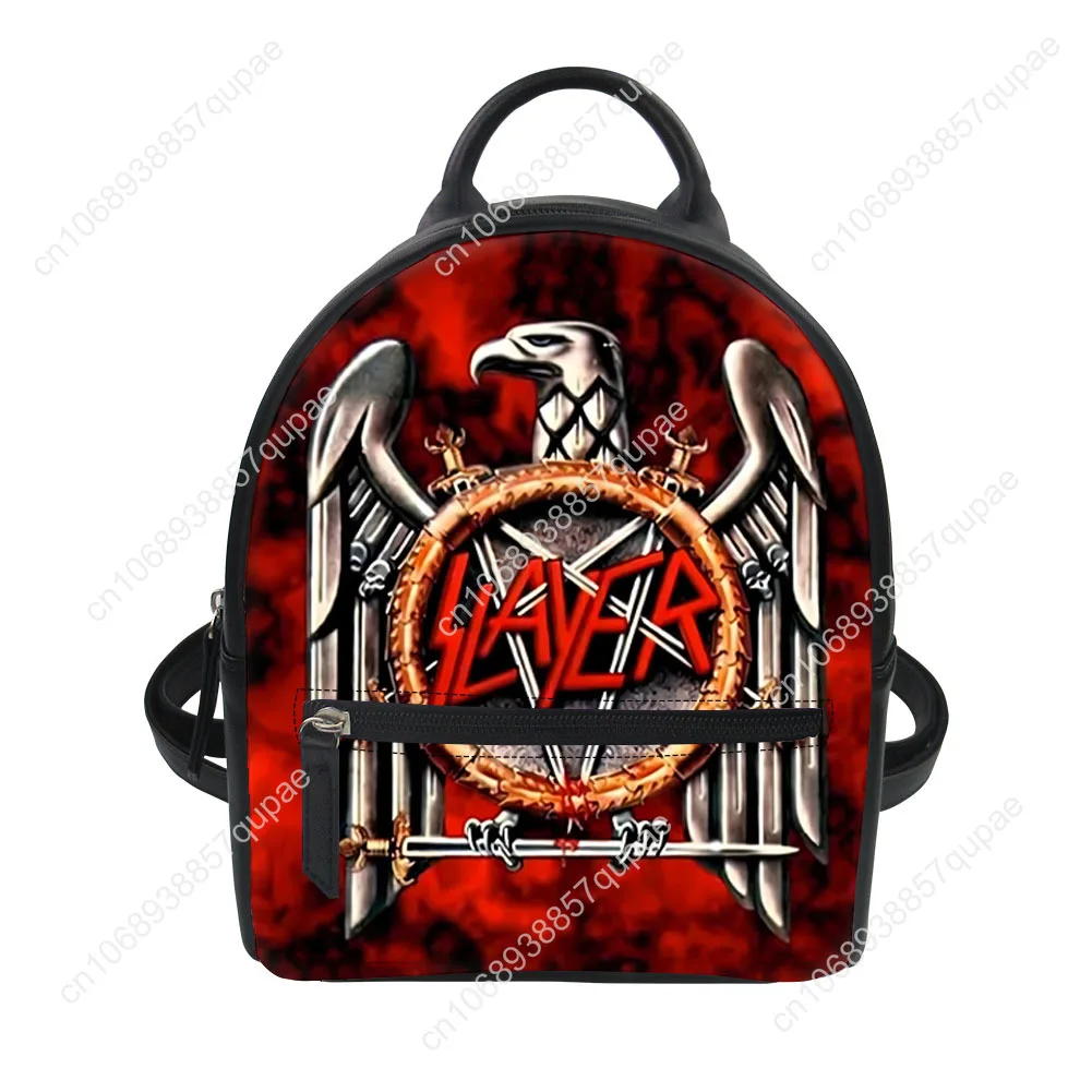S-Slayer Heavy Metal Rock Band Custom Backpack Purse Women Carter Schoolbags Double Shoulder Bag Mini Daypack Leather Travel Bag