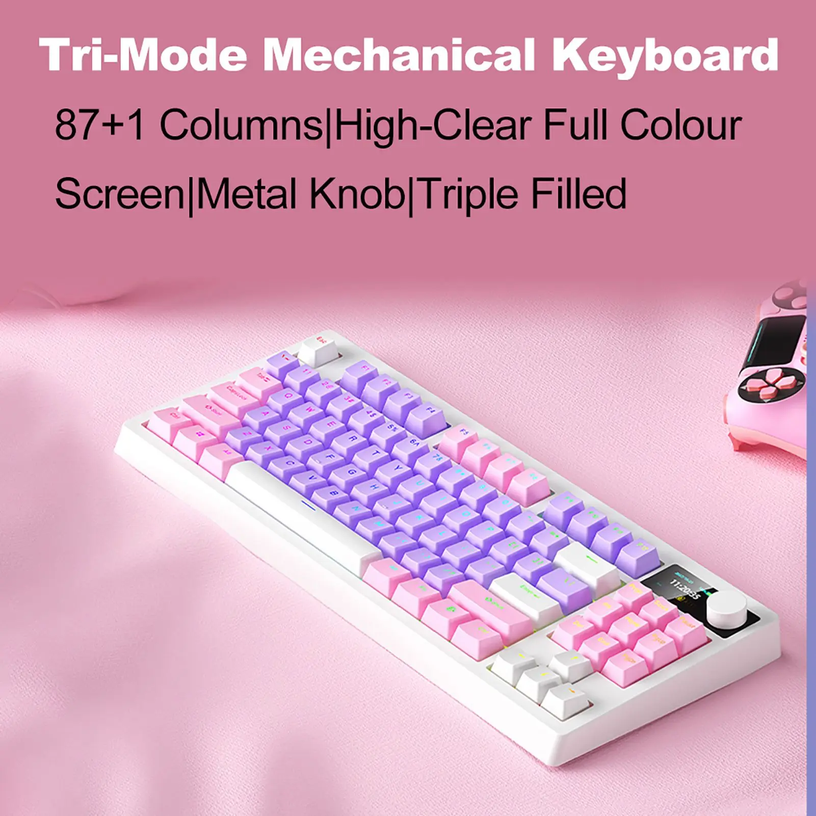 

Wireless Mechanical Keyboard 87 Keys Keyboard RGB Mechanical Keyboard Three Mode Connectivity 18 Lighting Effects Hot Swap