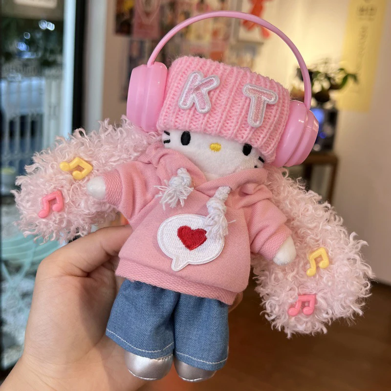 Sanrios Hellokittys Plush Toy Keyring Pendant for School Bag Doll Cute Backpack Keychain Girls Gift Accessory Hanging Ornament