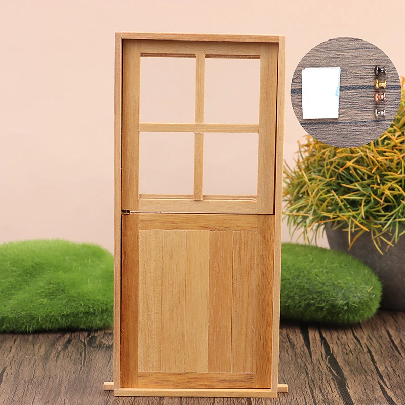 1Set 1:12 Dollhouse Miniature Door The Stable Door w/Door Handle Garden Decor Pretend Toy Mini Door Model for Micro Landscape
