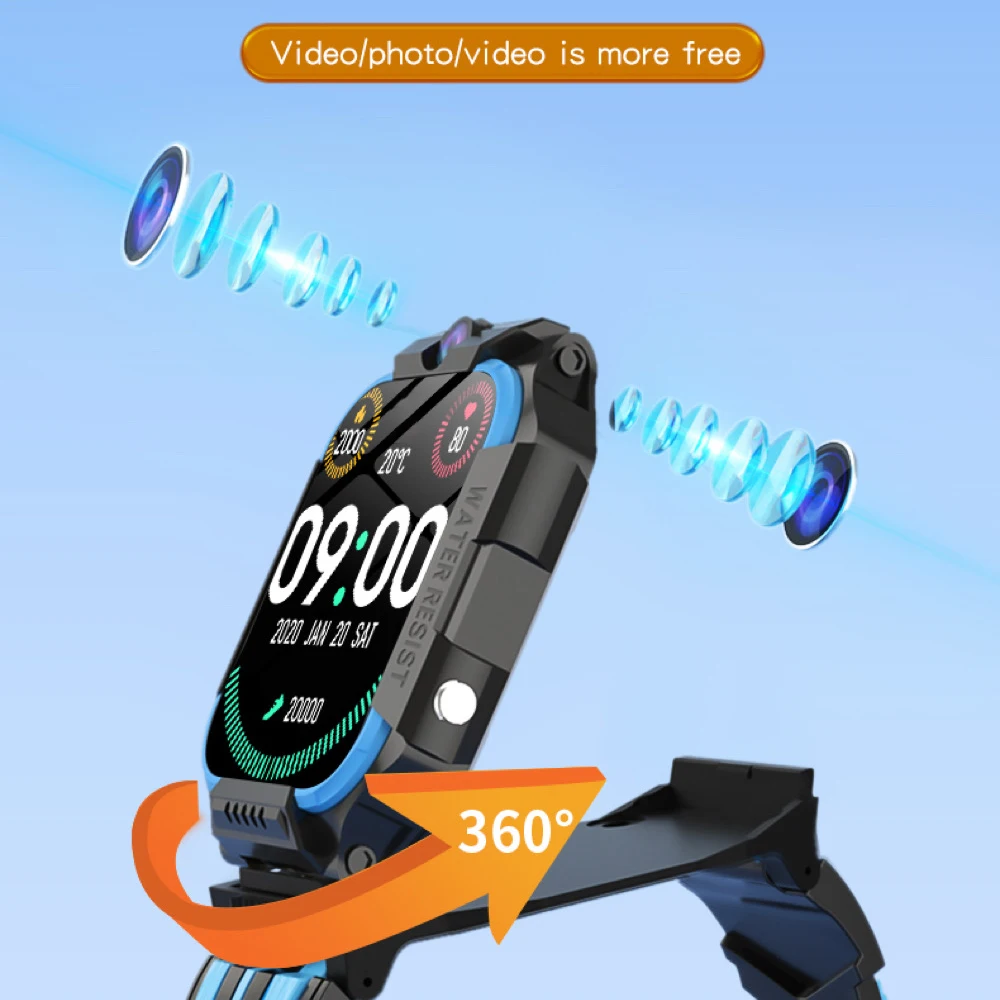 Reloj inteligente con tarjeta SIM 4G para niños, cámara de videollamada, GPS, reloj inteligente para niños, asistente de voz, pulsera impermeable para estudiantes, niños y niñas