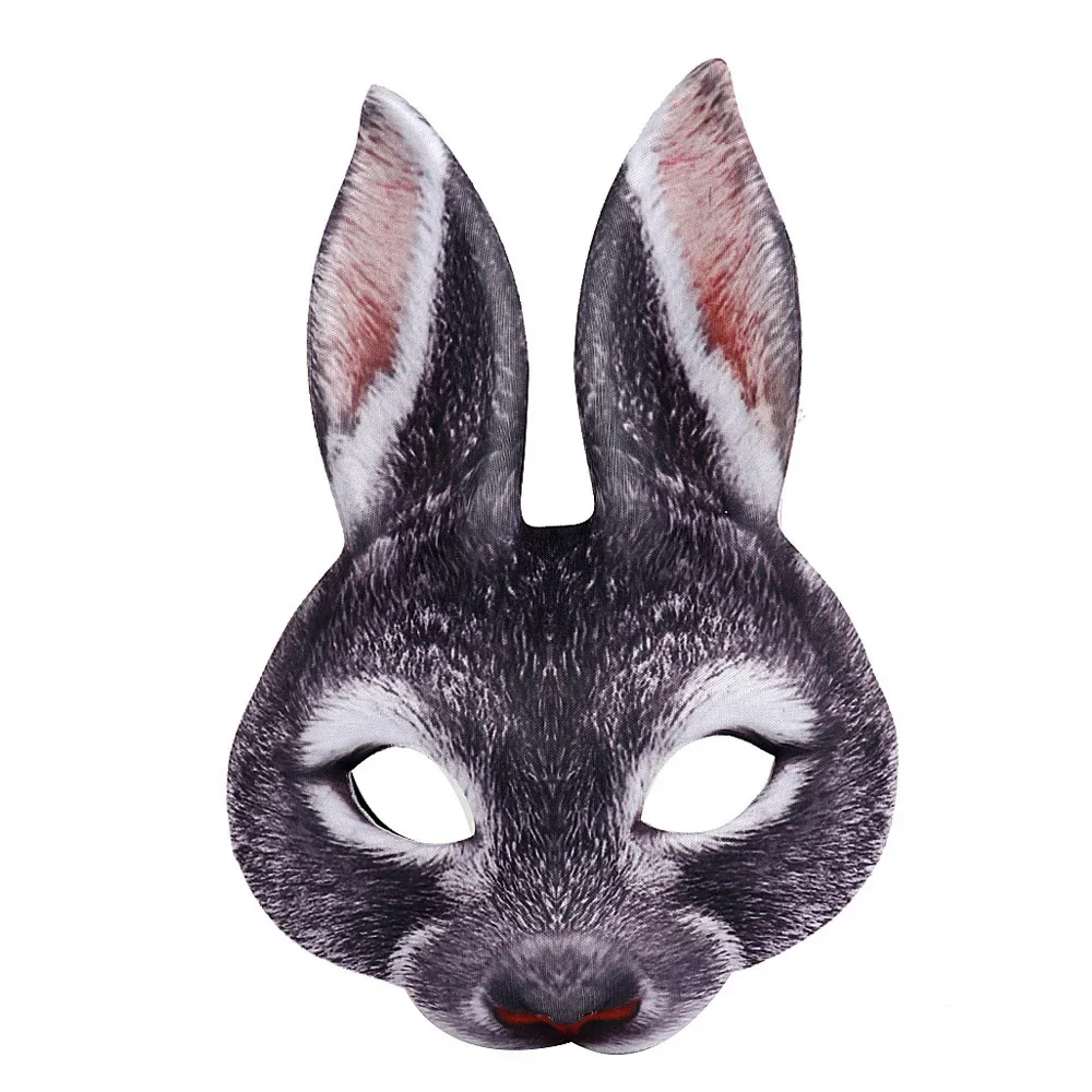 Realistische Kaninchenmaske Maskerade Frohe Ostern Kostüm Requisiten 3D Tier Halbgesichtsmaske für Erwachsene Cosplay Halloween Dekoration Zubehör – Detail 10