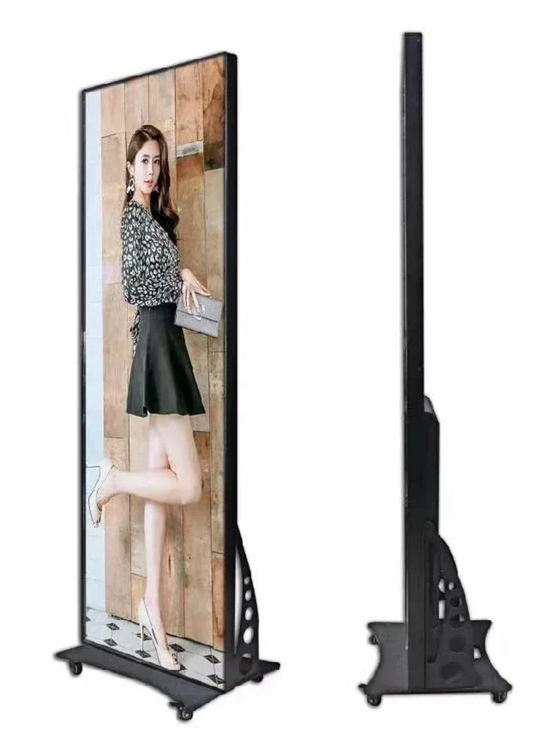 2026/Shenzhen 55 inch indoor P1.8 P2 P2.5 HD Wifi Floor Stand Mirror LED Poster Display Panel Advertising LED Screen Poster