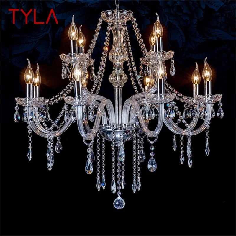 TYLA European Style Chandelier LED Candle Pendant Lamp Crystal Lighting Ceiling Luxury Fixtures for Home Hotel Hall