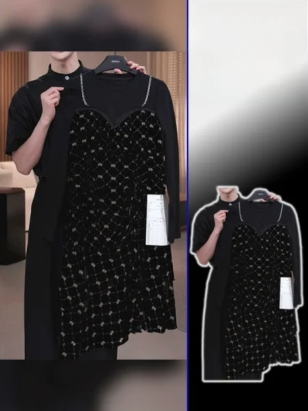 

plus Size Women's Gentle Floral Set Two-Piece Spring Split Top f-Skirt Ensemble Long Sve round Ne Casual Faion