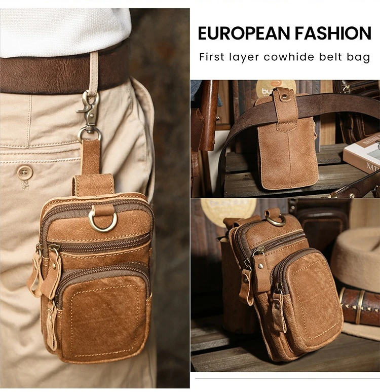 

Мужской мобильный телефон из натуральной кожи, поясной кошелек, ремень, многофункциональная, с несколькими карманами, рабочая поясная сумка на молнии