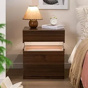 

Nightstand ern Night Stand or Bedroom Bede Table with 3 Wood Ders End Side Table