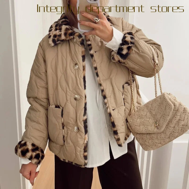 

Double-Sided Stand Collar Loose Fit Cotton Jaet Sweet Sle Long Sve Polyester Fabric Autumn Winter Women's Coat