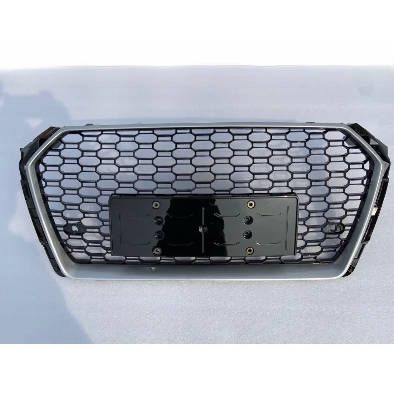 Racing Grills For Audi A4 S4 B9 2017 2018 2019 Modified RS4 Front Bumper Mesh Honeycomb Hood Grille Black Fog Lamp Grill