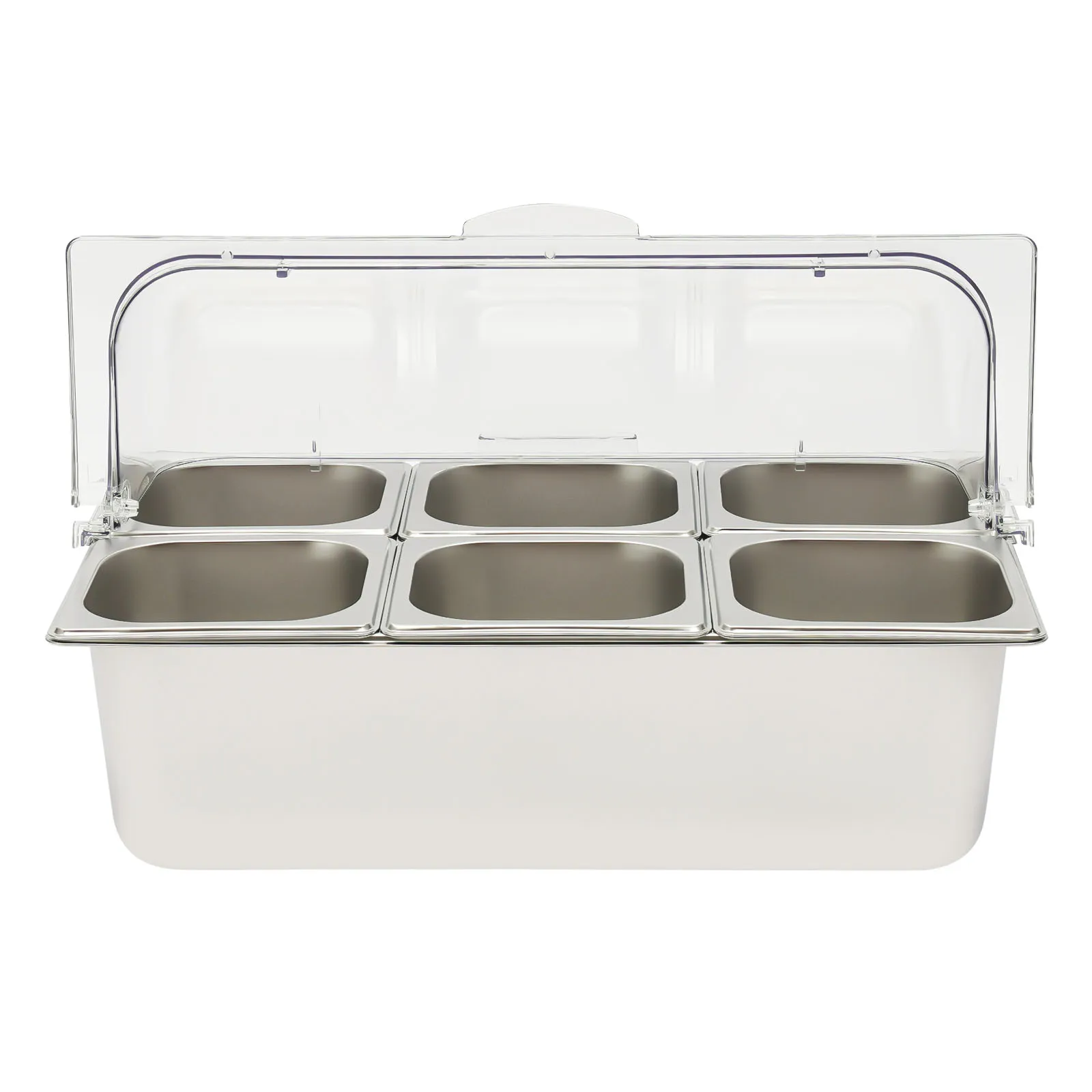 Ice Food Serving Display Tray, Stainless Steel and PC, 6 Pans with 3.59qt Capacity, for Buffets and Catering Events, 53x33x33cm