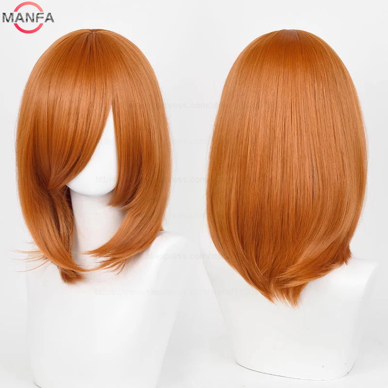 Peluca de cosplay anime básica de 40cm, flequillo, colores: rubio, negro, blanco, rojo, rosa, verde, marrón, dorado, azul, resistente al calor, sintética 5