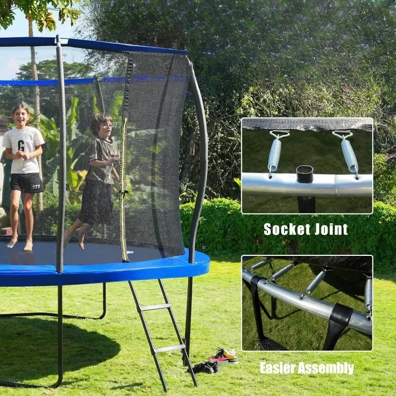 Trampoline with safety fence and ladder