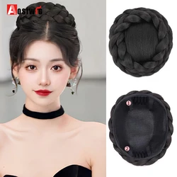 Synthetic Braided Chignon Dancer Hair Cover Donut Hair Pieces Scrunchies Hair Bun Wig Clips Updo Wedding Party Headwear for Wome
